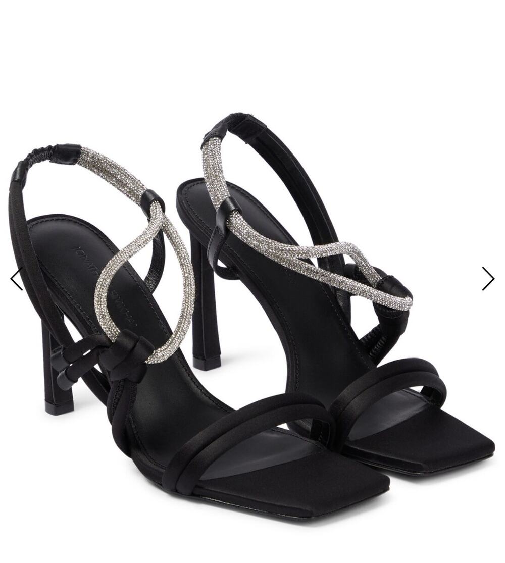 Jonathan Simkhai Cassie Sandals Womens Size 7.5 Black Rhinestone Strappy Heels